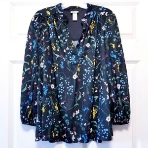 Anna Glover X H&M Flowy Floral Print Peasant Shirt